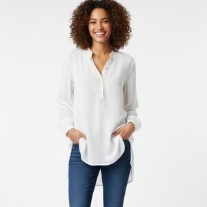 Aritzia Wilfred Free Button Shirt Dress Tunic Blouse Off White lightweight XXS